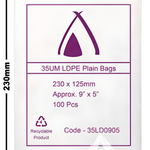 9×5 35um LDPE Poly Bags
