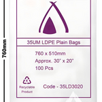 30×20 35um LDPE Poly Bags