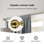 Marlow Curtain Rod Steel Nordic Quiet Rail Pole Pommel Set Extendable Adjustable