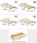 Levede Wooden Bed Frame Queen Double King Single Rustic Mattress Base Timber
