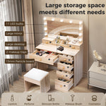 Levede Dressing Table Stool Set Mirror Vanity LED Bulbs Makeup Desk Drawers