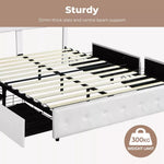 Levede Queen Bed Frame RGB LED PU Leather Mattress Base 4 Drawer USB Charge