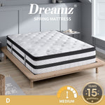 Dreamz Spring Mattress Euro Top Double Bed 5 Zone Pocket Medium Firm Memory 35cm
