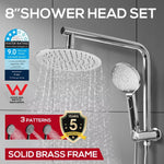 Shower Head High Pressure Set Rain Round Brass Taps Mixer Handheld WELS Silver