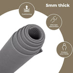 Centra Yoga Mat Non Slip 5mm Thick Exercise Mats Strap Fitness Sports 183x83cm