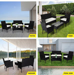 Levede 4PCS Outdoor Furniture Setting Patio Garden Table Chair Set Wicker Lounge