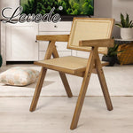 Levede 2x Dining Chair Solid Wood Rattan Armchair Wicker Accent Lounge Chairs
