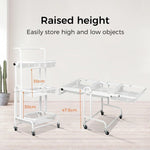 Levede Kitchen Trolley Cart 3 Tiers 180° Swivel Storage Shelf Organiser White