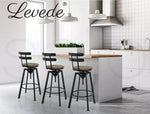 Levede 1x Bar Stool Industrial Adjustable Swivel Stools Back Wood Counter Chairs