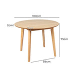 Levede Dining Table Round Rubberwood Base Kitchen Cafe Restaurant 100/120cm
