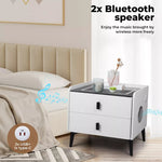 Levede Smart Bedside Table Side Drawer Phone Wireless Charging USB Port Speaker