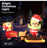 Santaco Christmas Inflatable 2.1M Xmas Outdoor Decor Garden LED Light Dog Sleigh