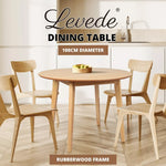 Levede Dining Table Round Rubberwood Base Kitchen Cafe Restaurant 100/120cm