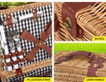 Picnic Basket 2/4 Person Insulated Baskets Set Wicker Outdoor Blanket Gift Park