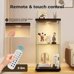 Stacked 4mm Tempered Glass Display Cabinet 3 x RGB Lights Collections Storage