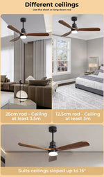Spector 52'' Wood Ceiling Fan DC Motor with LED Light Remote Control 3 Blades