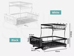 Toque Dish Drying Rack 2 Tier Detachable Drainboard Cutlery Drainer Black