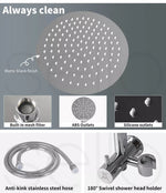 High Pressure Shower Head Set Rain Round Brass Taps Mixer Handheld WELS Silver