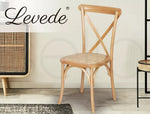 Levede 2X Dining Chairs Cross Back Chair Wood Mid Century Rattan Cane Furniture