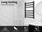 Heated Towel Rail Warmer Rack Wall Mounted Bathroom Electric 7 Bars Dryer Black