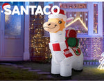 Santaco Inflatable Christmas Decorations Xmas Alpaca 1.8M LED Lights Xmas Party
