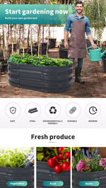 Lambu Garden Bed Planter Raised Coated Galvanised Steel Vegetable Beds Oval