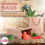 x50 Bulk Kraft Paper Gift Bags Craft Wedding Retail Brown Carry Bag With Handles