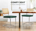 Levede 2xRattan Chair Dining Chairs Cesca Replica Cantilever Velvet Padded Green