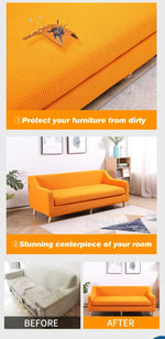 Couch Sofa Seat Covers Stretch Protectors Slipcovers 4 Seater Orange
