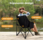 Levede Folding Camping Moon Chair Lightweight Outdoor Chairs Portable Seat Black