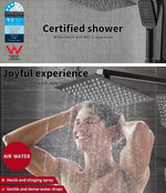 Shower Head High Pressure Set Rain Square Brass Taps Mixer Handheld WELS Black