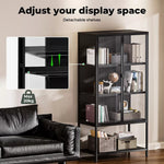 Stacked Tempered Glass Display Cabinet 4Tier Clear Showcase Bookcase Steel Frame