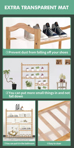 Levede Bamboo Shoe Rack Storage Wooden Organizer Shelf Stand 5 Tiers Layers 80cm