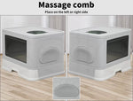Pawz Foldable Cat Litter Box Tray Enclosed Kitty Toilet Hood Hair Grooming Grey