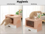 Pawz Foldable Cat Litter Box Tray Enclosed Kitty Toilet Hood Hair Grooming Pink