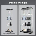 Stacked Display Cabinet Tempered Glass Show Case Floor Standing 4 Tier Shelves