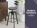Levede 1x Bar Stool Industrial Adjustable Swivel Stools Back Wood Counter Chairs