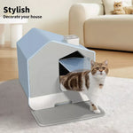 Pawz Fully Enclosed Cat Litter Box Mat Kitty Toilet Odour Control Basin Blue