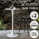 Levede 2x Round Bar Table Pub Tables Kitchen Marble Tulip Metal Base White