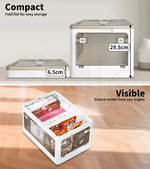 55L Storage Boxes Stackable Container with Lid 5 Sides Open Wardrobe Foldable