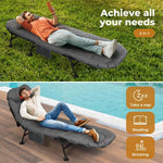 Levede Folding Camping Bed Adjustable Portable Camping Cots Home Outdoor Grey