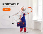 Traderight 4 Step Ladder Folding Aluminium Portable Multi Purpose Household Tool
