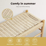 Levede 1x Wicker Bench Dining Chair Wooden Kitchen Natural Lounge Bedroom Cafe