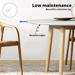 Levede Dining Table Round Rubberwood Base Kitchen Cafe Restaurant White 100cm