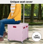 65L Foldable Shopping Trolley Camping Cart Grocery Basket Rolling Wheel Black