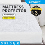 Dreamz Mattress Protector Topper Waterproof Fitted Terry Cotton Sheet Cover