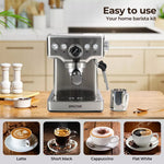 Spector Coffee Machine 20 Bar Espresso Cappuccino Maker Frother LCD Pre-soaking