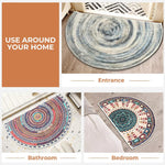 Marlow Door Mat Half Moon Semi-Circle Velvety Non Slip Entrance Floor Rug 60x90