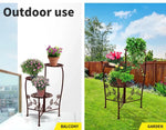 Plant Stand Outdoor Indoor Flower Pots Garden Metal Corner Shelf Wrought Iron