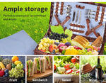 Picnic Basket 4 Person Baskets Set Insulated Willow Outdoor Blanket Gift Storage